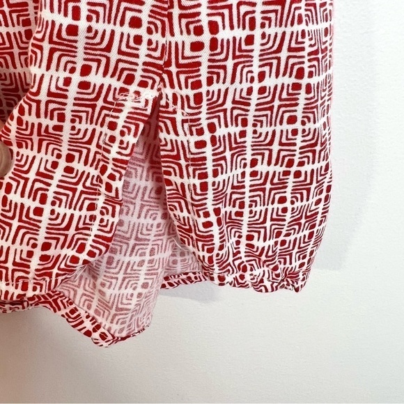 Tristan red white geometric print cut out sleeveless top S - Picture 5 of 7